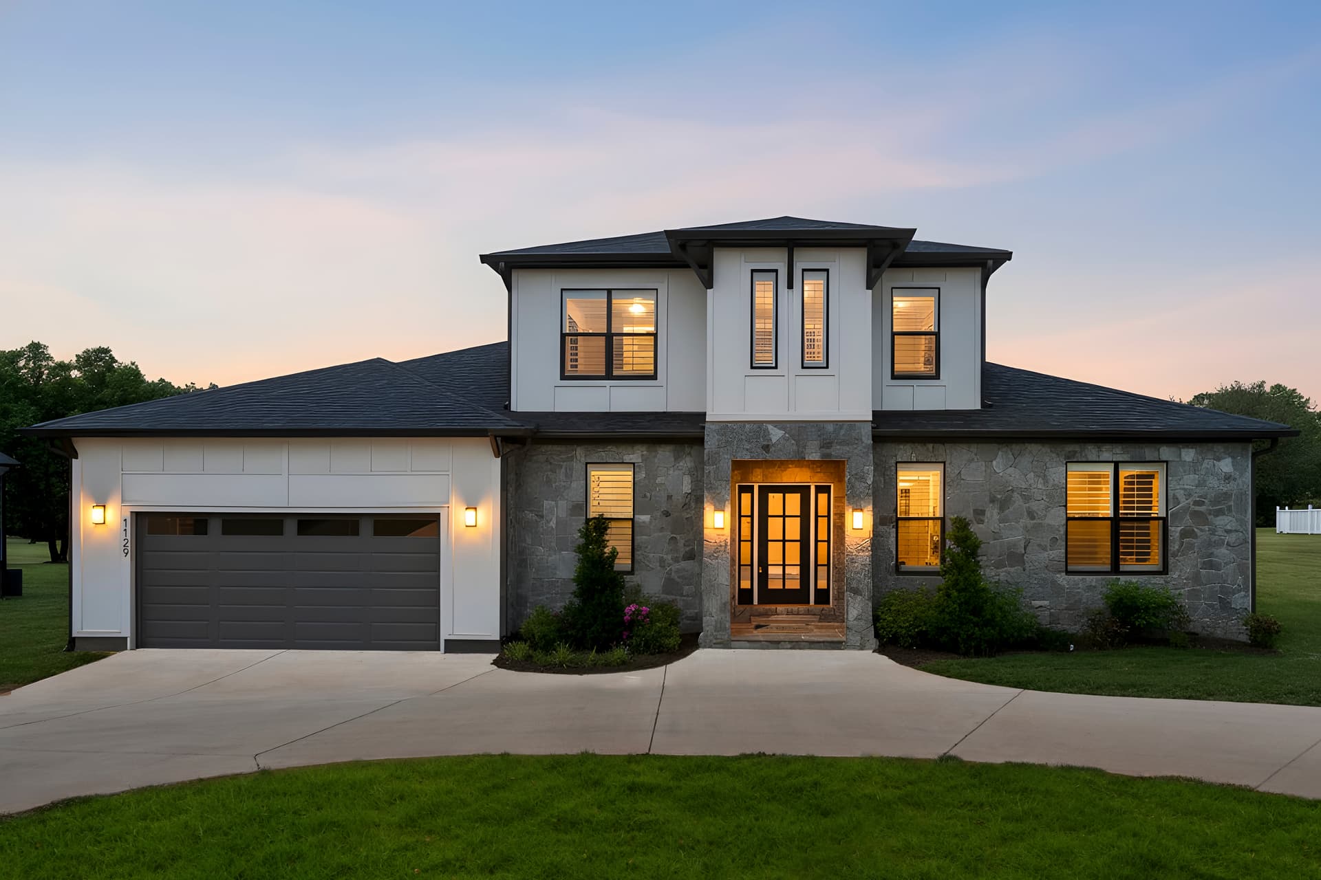 Exterior property photography at dusk